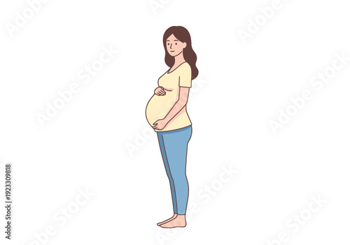 Pregnant Woman Standing Side View Expecting Joy Healthy Lifestyle Motherhood New Life Growing Family Development Anticipation New Beginnings
