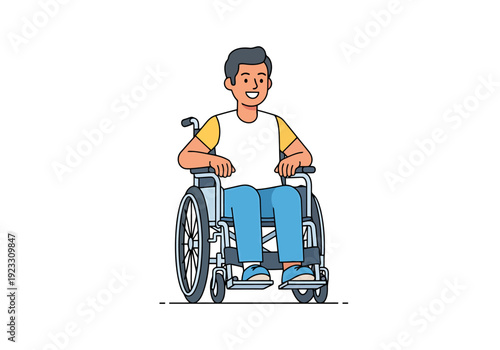 Young man with a smile in a wheelchair offers a view of personal mobility and independence for persons with physical challenges
