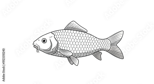 Illustrative rendering of a classic freshwater fish displaying prominent barbels and detailed scales a distinctive aquatic creature for various