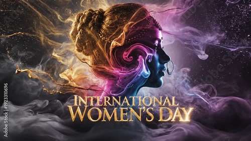 Mystical woman profile with glowing smoke for International Women's Day