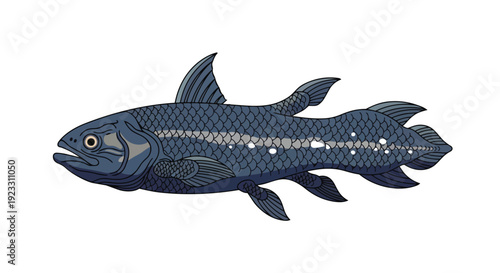 Detailed illustration of a primitive lobe-finned fish showcasing its ancient aquatic features