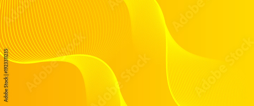 vibrant yellow and orange vector background features a dynamic, flowing wave composed of fine parallel lines, creating a sense of energy and movement.