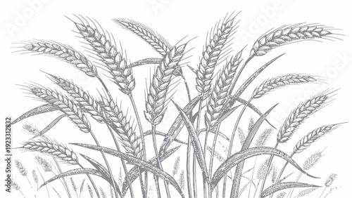 Detailed illustration of wheat stalks in a field