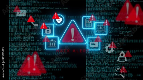 Cybersecurity professional actively coding with urgent red alert warnings flashing on screen symbolizing data breach or system error