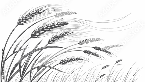 Wheat stalks swaying gently in the breeze outdoors