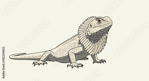 A detailed artistic rendering of a majestic spiky-necked lizard, showcasing its intricate scales and distinct reptilian features against a