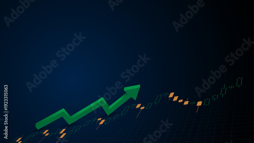 Stocks market investment Background with isolated candlestick and 3d arrow