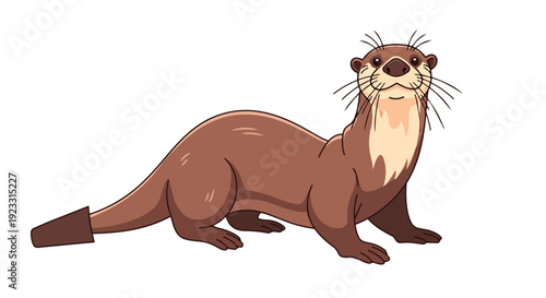 Charming Animated River Otter Illustration Standing Gracefully and Confidently with a Playful Demeanor