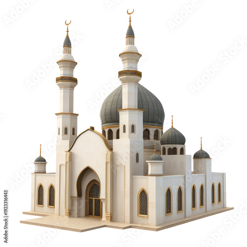 Mosque miniature isolated on white or transparent background.