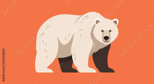 Stylized arctic predator on a vibrant backdrop a clean graphic illustration of a majestic white bear embodying serene wilderness and cold climate