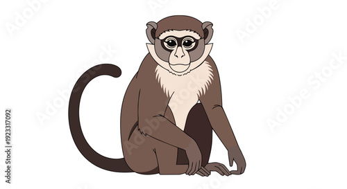 Charming cartoon monkey illustration, a delightful depiction of a primate with expressive eyes and a calm demeanor