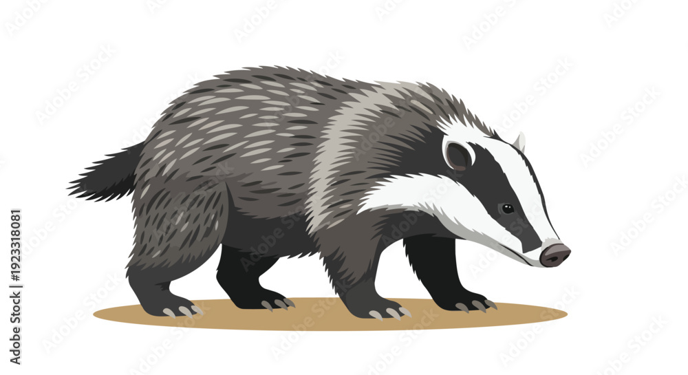 Fototapeta premium An engaging digital rendering of a resilient badger, highlighting its characteristic nocturnal markings and earthy tones