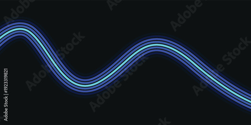 Abstract glowing blue wavy lines on a dark background representing energy flow or digital data stream.
