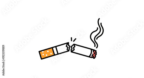 Broken cigarette with smoke symbolizing quitting or refusal to smoke health and wellness concept