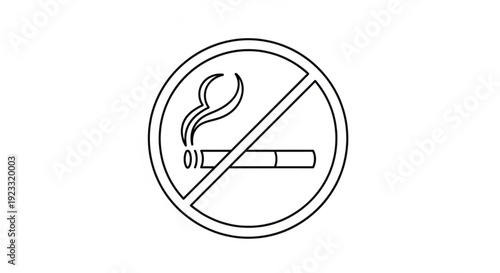 No smoking sign with lit cigarette and prohibition symbol on white background health awareness illustration