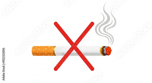 Cigarette with red cross symbol no smoking sign vector illustration on white background smoking prohibition health awareness quit smoking campaign
