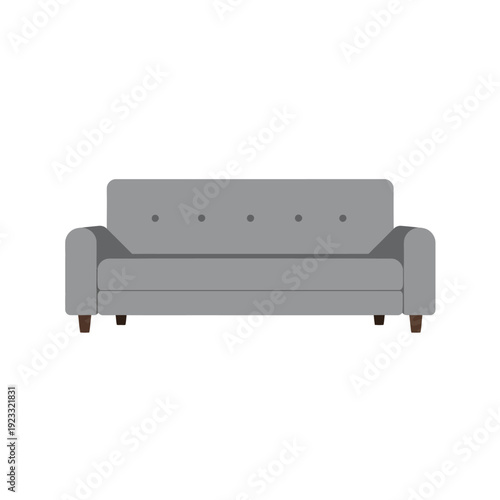 Gray Upholstered Sofa with Armrests and Legs.