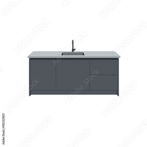 Modern Bathroom Vanity with Sink and Faucet.