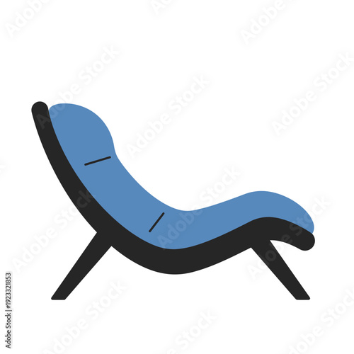 Modern Blue Lounge Chair with Black Frame.