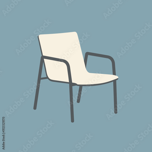 Modern Chair with White Cushion and Metal Frame.