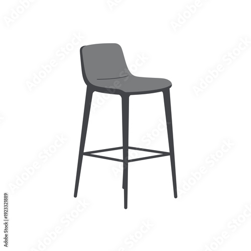 Modern Gray Bar Stool with Backrest.