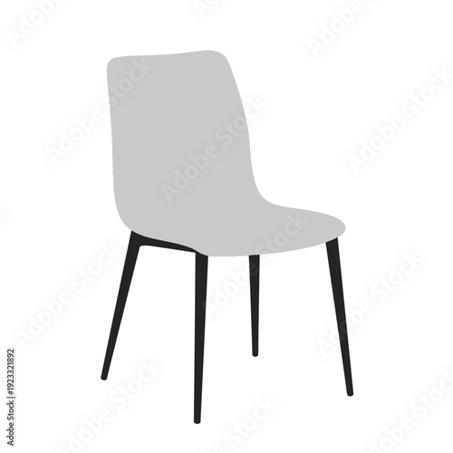 Modern Gray Chair with Black Legs.