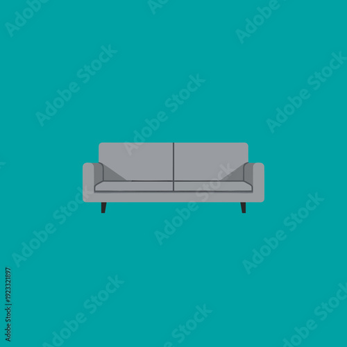 Modern Gray Sofa with Armrests and Legs.