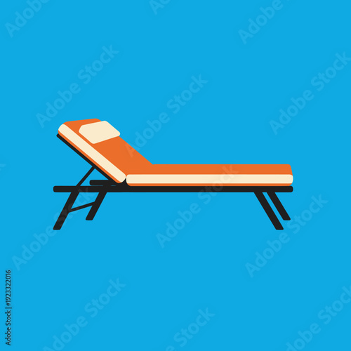 Orange Sun Lounger Chair with Black Frame.