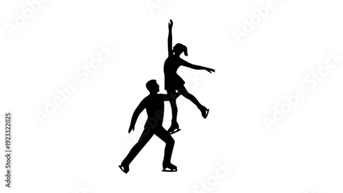 Figure Skating Pair Silhouette Performance or Dance