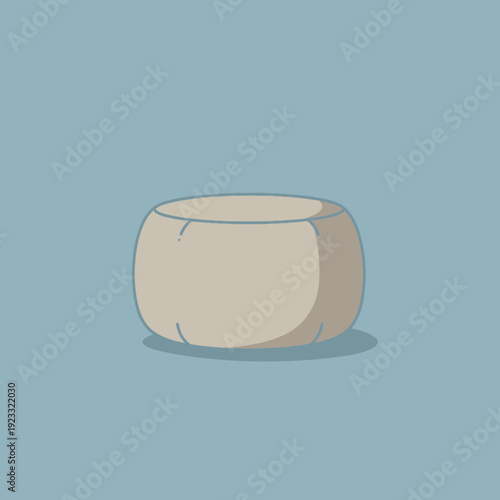 Simple Beige Ceramic Mug on Blue Background.