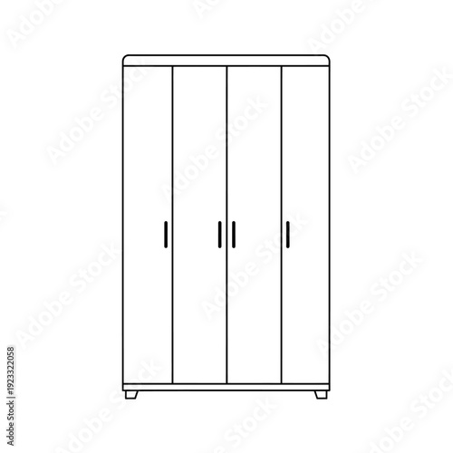 Simple Black Line Wardrobe Illustration.