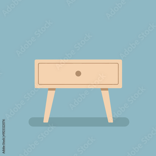 Simple Modern Wooden Nightstand with Drawer.