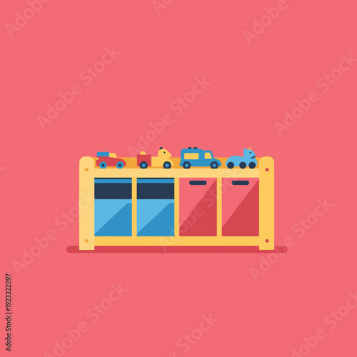 Toy Cars on Wooden Toy Garage.