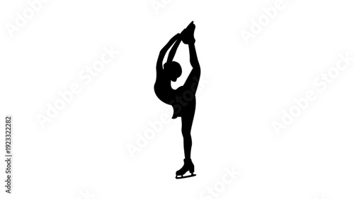 Figure Skater Girl Silhouette Performing Upright Spin