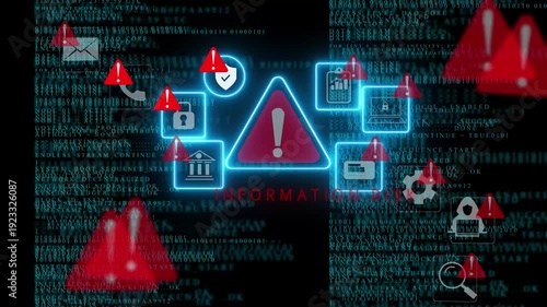 A cybersecurity alert screen showing system compromised warning with red interface, breach detected icon, and urgent visual UI. Ideal for cybersecurity, IT, or business risk .