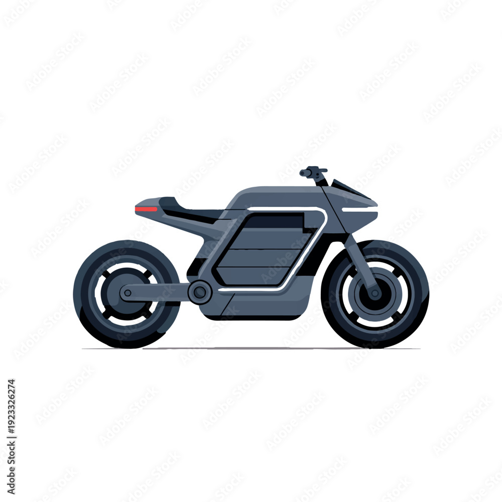 Fototapeta premium Modern electric motorcycle illustration with sleek design and futuristic look