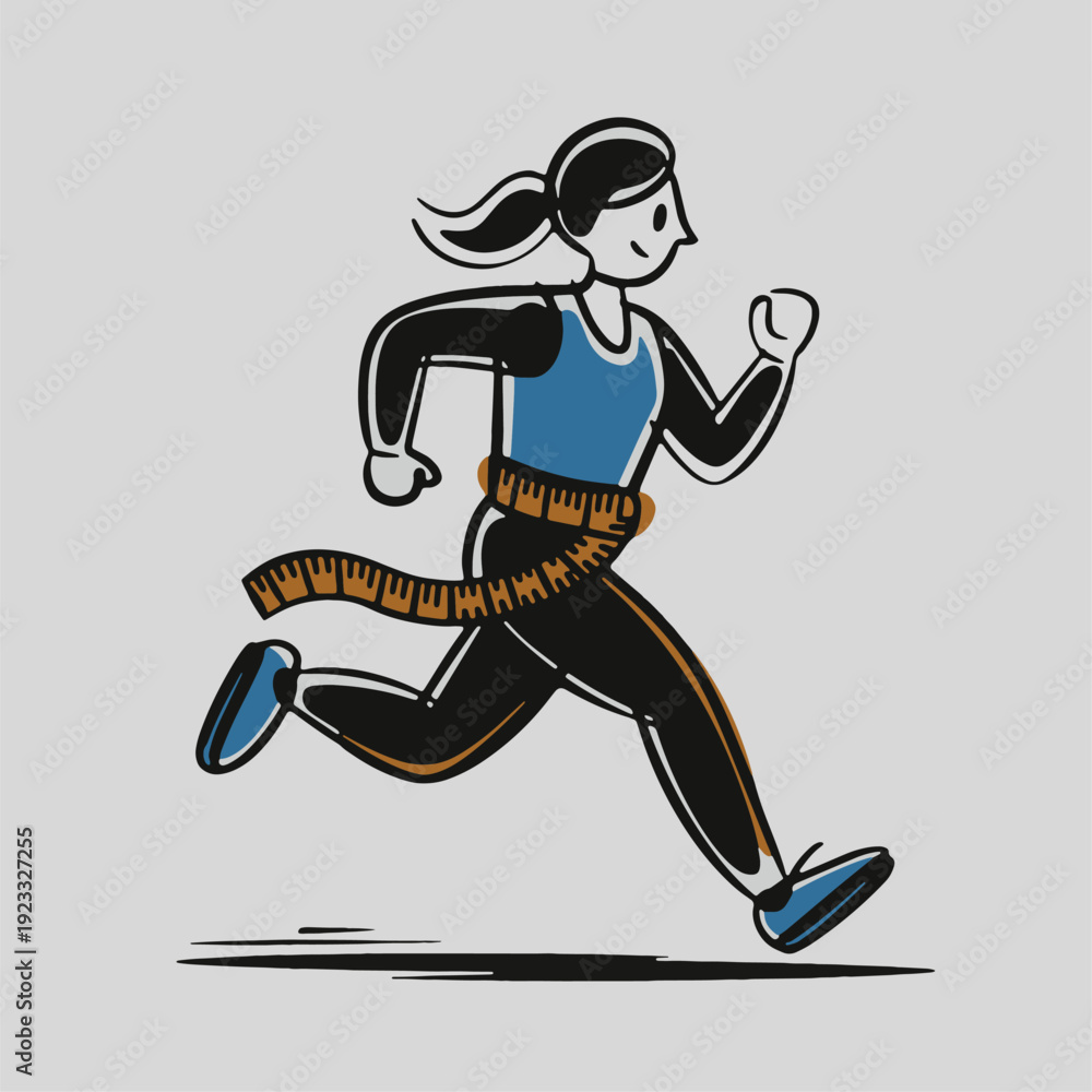 Fototapeta premium Jogging Silhouette with Measuring Tape