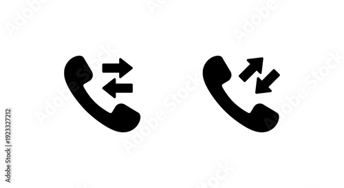 Log call history icon. Incoming outgoing phone symbol. Telephone with two arrow sign