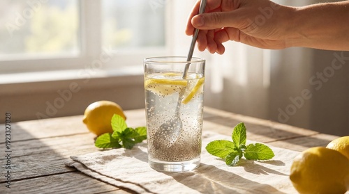 Refreshing drink: A sunlit ...