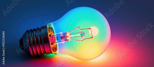 Wallpaper Mural Light bulb glowing with vibrant multicolored illumination on a gradient background Torontodigital.ca