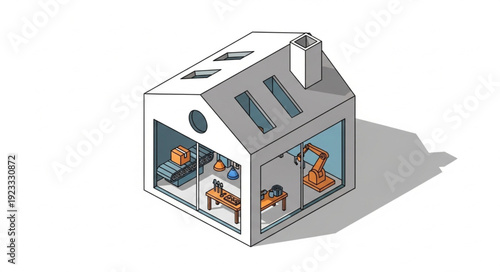 3D Illustration of Small House Model.