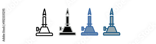 
Bunsen burner icon set multiple style collection with bunsen burner design