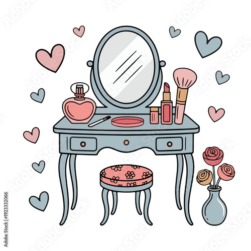 Beauty Mirror and Vanity Table