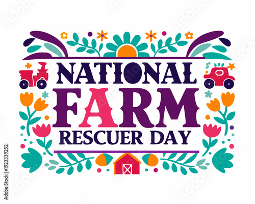 National Farm Rescuer Day Vector, Agricultural Emergency Support Concept