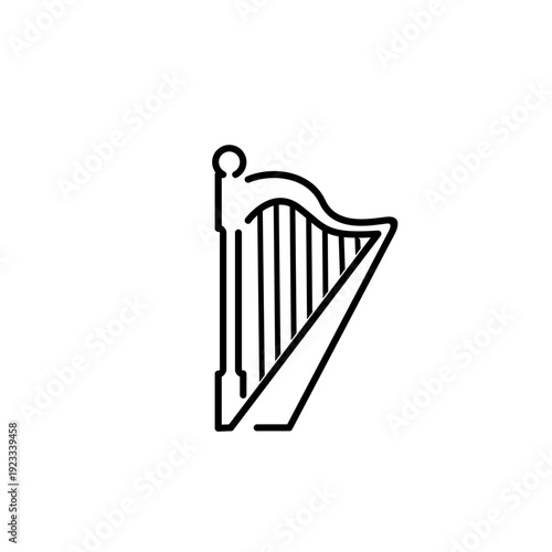 Harp Musical Instrument Line Art Icon Vector Illustration