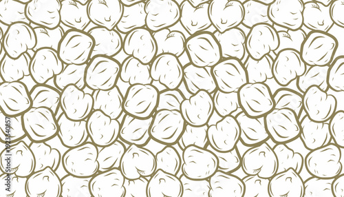Chickpea Seamless Pattern. Hand Drawn Garbanzo Bean Illustration. Outline Vector Repeating Food Background.