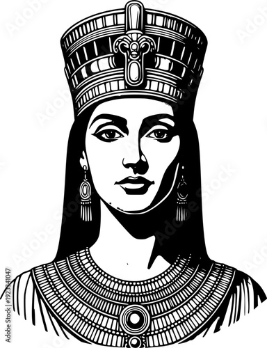 Ancient elegance a monochrome portrait of a queen with regal ado
