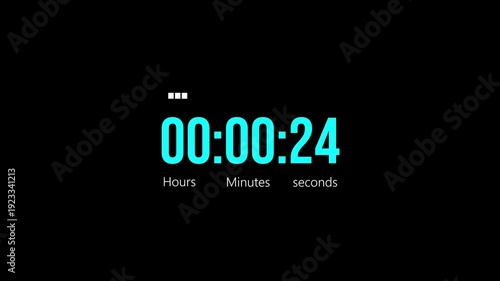 Minimal tech countdown clock with smooth ticking seconds. Elegant time remaining display for live stream presentation.