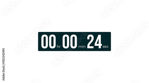 Minimal tech countdown clock with smooth ticking seconds. Elegant time remaining display for live stream presentation.