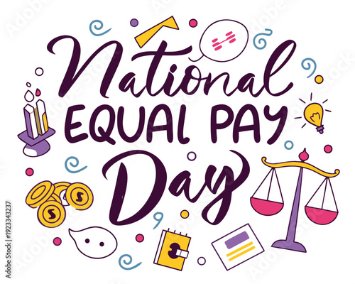 Equal Pay Awareness Day Vector Illustration, Workplace Equality Concept